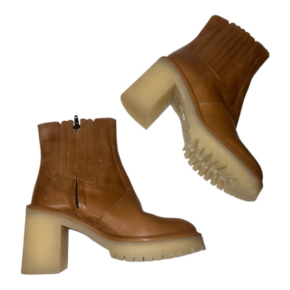 Free People l NIB James Chelsea Tan Leather Boots Size 38/8 - Picture 6 of 10